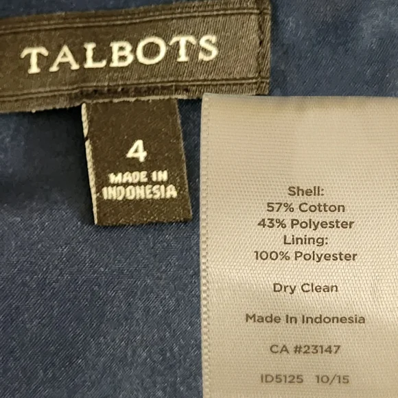 TALBOTS Navy Blue Jacquard Fit & Flare Sleeveless Dress - Size 4 - Picture 12 of 13